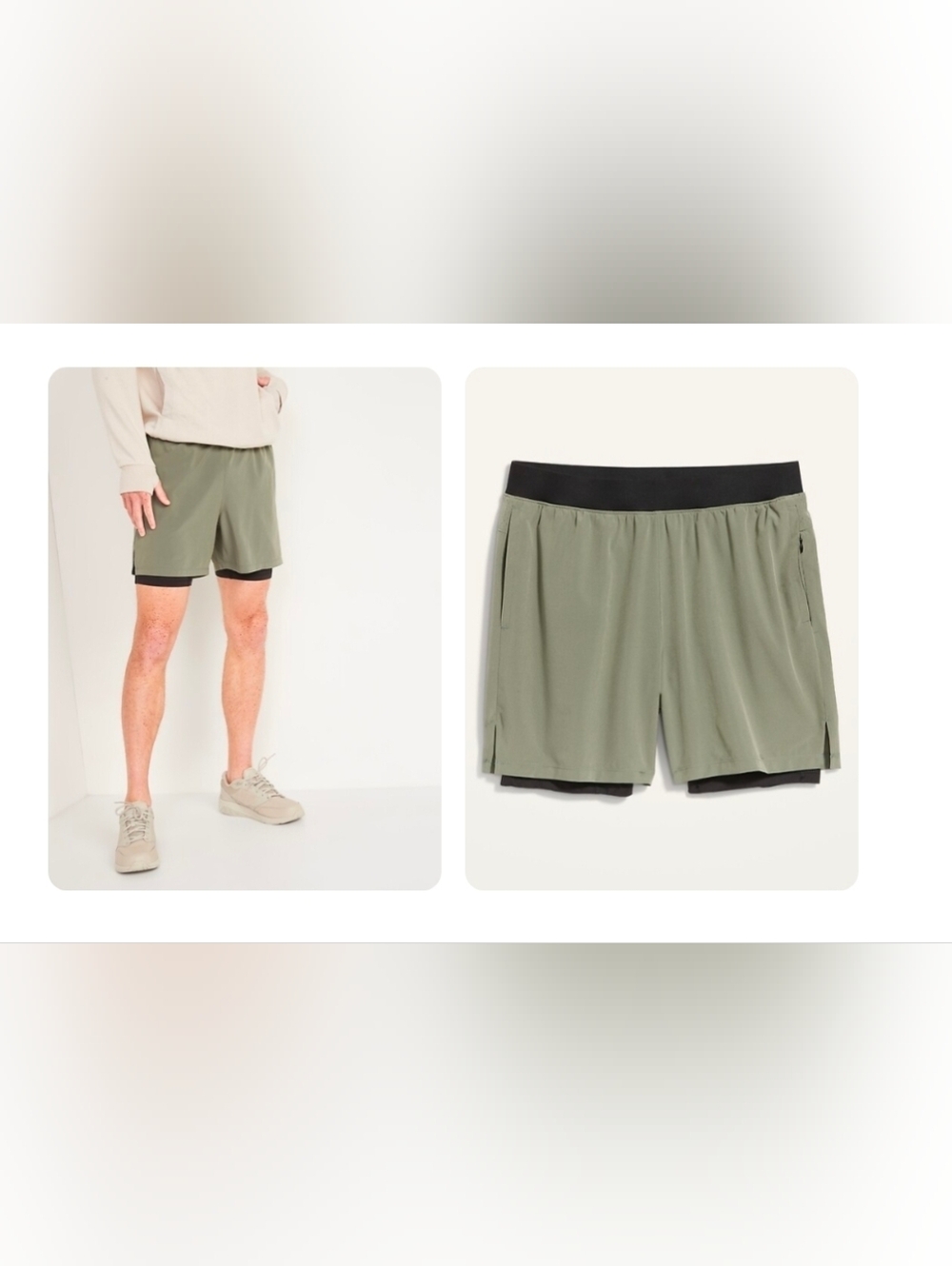 Men's Go 2-in-1 Workout Vintage Shorts + Base Layer - 7-inch inseam Green